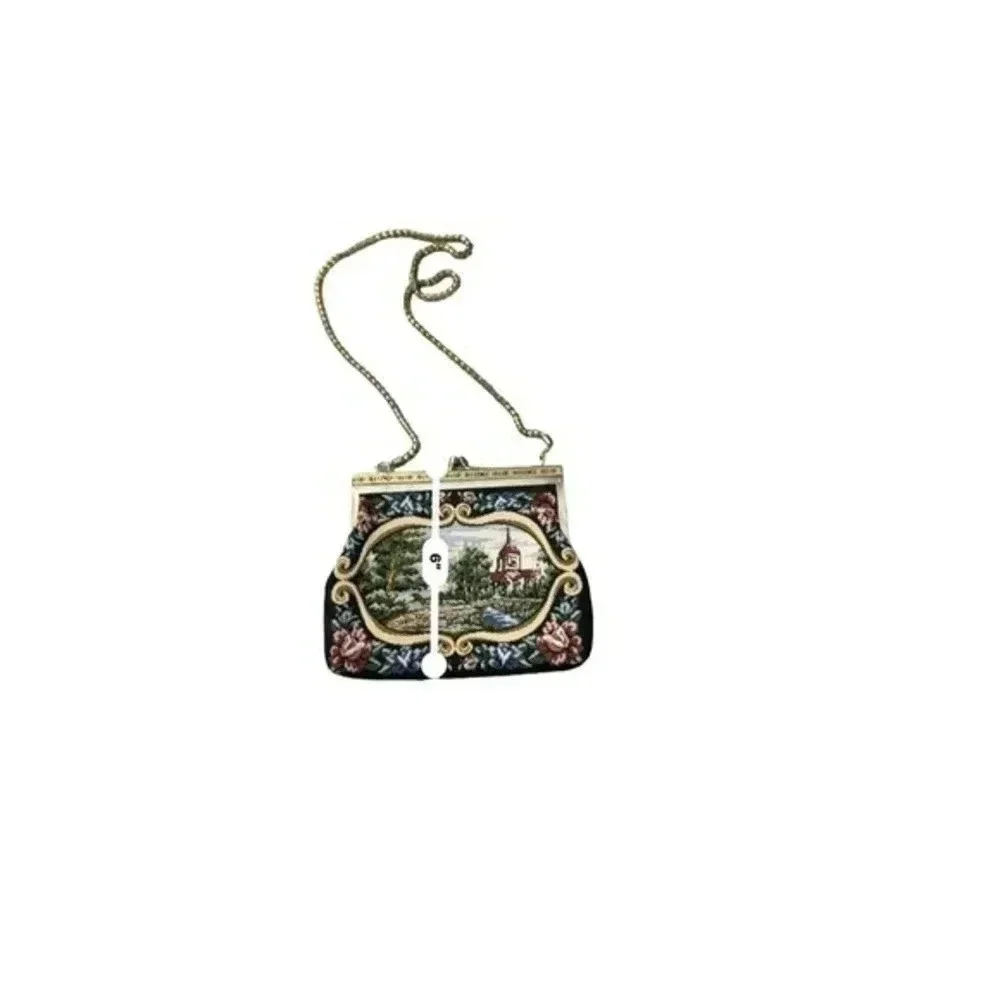 Vintage Womens Floral Print‎ tapestry Black One Size